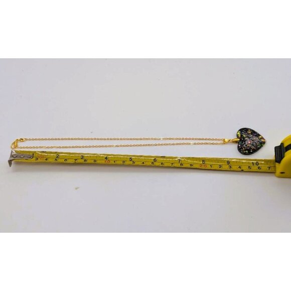 Black Heart-Shape Pendant with Holographic Glitter 10.5" Length One-of-a-Kind - Picture 7 of 7